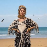 Boho Tie-Dye Fringe Tunic Dress – Plus Size Kaftan Cover-Up | Arlo - Image 8