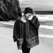 Boho Hooded Baja Jacket: Earth Echo Gheri Cotton Poncho - Plus Size - Sahara - Image 10