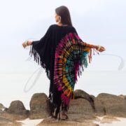 Boho Tie-Dye Fringe Tunic Dress: Plus Size Kaftan Poncho - Arlo - Image 3