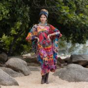 Plus Size Boho Tie Dye Kaftan: Hand-Dyed Cotton Maxi Dress - Mystic - Image 5