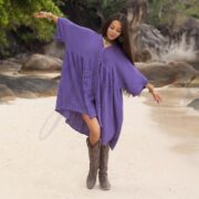 Plus Size Boho Cotton Tunic Dress: Crinkle Kaftan with Pockets - Bellina - Image 4