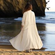 Plus Size Velvet Kimono Duster: Boho Lace Jacket, Mooncream Dune - Misty - Image 7