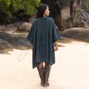 Plus Size Boho Cotton Tunic: Indigo Palm Hand-Dyed Crinkle Gauze Dress - Bellina - Image 3