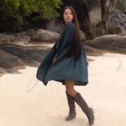 Plus Size Boho Cotton Tunic: Indigo Palm Hand-Dyed Crinkle Gauze Dress - Bellina - Image 4