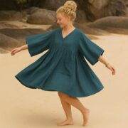 Plus Size Boho Cotton Tunic: Indigo Palm Hand-Dyed Crinkle Gauze Dress - Bellina - Image 10