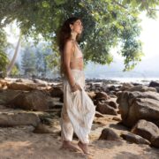 Boho Harem Pants: Handmade Cream Patchwork Cotton Trousers - Spiritu - Image 2