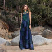 Handmade Plus Size Boho Maxi Dress: Jade Indigo Patchwork Cotton Sundress - Binsa - Image 5