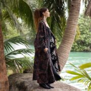 Luna Paisley Velvet Kimono Robe: Plus Size Boho Bridal Duster - Mai - Image 8