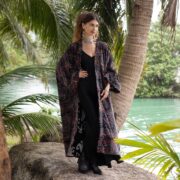 Luna Paisley Velvet Kimono Robe: Plus Size Boho Bridal Duster - Mai - Image 7