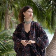 Luna Paisley Velvet Kimono Robe: Plus Size Boho Bridal Duster - Mai - Image 9