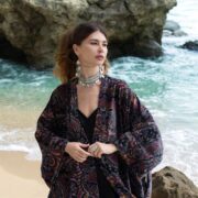 Luna Paisley Velvet Kimono Robe: Plus Size Boho Bridal Duster - Mai - Image 4