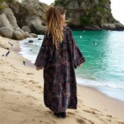Luna Paisley Velvet Kimono Robe: Plus Size Boho Bridal Duster - Mai - Image 3