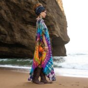 Handmade Tie Dye Kaftan Dress: Boho Cotton Ruffle Maxi Gown - Ema - Image 2