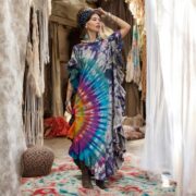 Handmade Tie Dye Kaftan Dress: Boho Cotton Ruffle Maxi Gown - Ema - Image 5