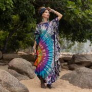 Handmade Tie Dye Kaftan Dress: Boho Cotton Ruffle Maxi Gown - Ema - Image 7