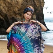 Handmade Tie Dye Kaftan Dress: Boho Cotton Ruffle Maxi Gown - Ema - Image 4