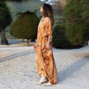 Tiedye Boho Rayon Kaftan Dress: Desert Clay Maxi, Plus Size - Cosmic Drift - Image 9