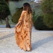 Tiedye Boho Rayon Kaftan Dress: Desert Clay Maxi, Plus Size - Cosmic Drift - Image 8