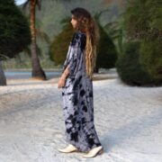 Handmade Tiedye Rayon Kaftan Dress: Eclipse Smoke Boho Maxi - Cosmic Drift - Image 9