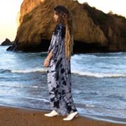 Handmade Tiedye Rayon Kaftan Dress: Eclipse Smoke Boho Maxi - Cosmic Drift - Image 2