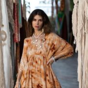 Tiedye Boho Rayon Kaftan Dress: Desert Clay Maxi, Plus Size - Cosmic Drift - Image 6