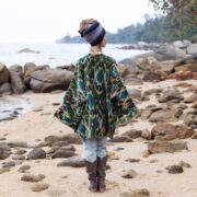 Plus Size Velvet Kimono Jacket: Boho Ikat Print, Artisan Robe - Mei - Image 8