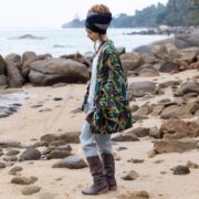 Plus Size Velvet Kimono Jacket: Boho Ikat Print, Artisan Robe - Mei - Image 9