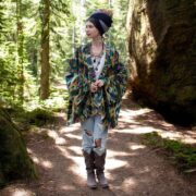 Plus Size Velvet Kimono Jacket: Boho Ikat Print, Artisan Robe - Mei - Image 5