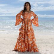 Off-Shoulder Boho Wedding Dress: Handmade Printed Cotton Maxi - Lucia - Image 2