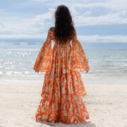Off-Shoulder Boho Wedding Dress: Handmade Printed Cotton Maxi - Lucia - Image 4