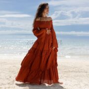 Off-Shoulder Bohemian Wedding Dress: Tiered Cotton Maxi - Lucia