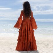 Off-Shoulder Bohemian Wedding Dress: Tiered Cotton Maxi - Lucia - Image 3