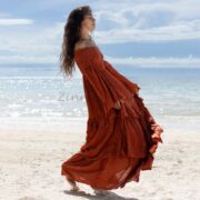 Off-Shoulder Bohemian Wedding Dress: Tiered Cotton Maxi - Lucia - Image 4