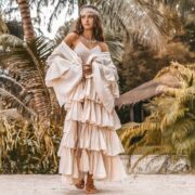 Bali Boho Raw Cotton Kimono Duster – Ruffled Festival Cardigan | ZinniaPearl - Image 2