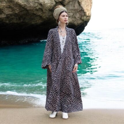 Plus Size Leopard Velvet Kimono Duster: Boho Wedding Jacket - Harper Jade