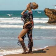 Plus Size Boho Tie-Dye Fringe Poncho – Handmade Cotton Kaftan | Arlo - Image 2