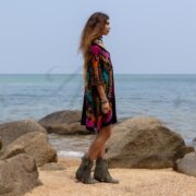 Plus Size Tie Dye Tunic Dress: Boho Rainbow Kaftan - Ninive - Image 2