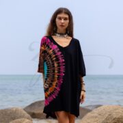 Plus Size Tie Dye Tunic Dress: Boho Rainbow Kaftan - Ninive - Image 4
