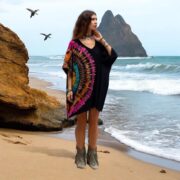 Plus Size Tie Dye Tunic Dress: Boho Rainbow Kaftan - Ninive - Image 7