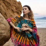 Hand-Tiedye Cotton Poncho: Arlo Fringe Boho Cover-Up - Arlo - Image 8