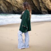 Plus Size Velvet Kimono Jacket: Evergreen Boho Cotton Coat - Mei - Image 6