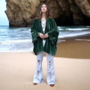 Plus Size Velvet Kimono Jacket: Evergreen Boho Cotton Coat - Mei - Image 5