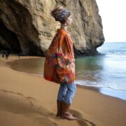 Boho Patchwork Silk Kimono Jacket: Sunfire Mosaic Quilted Artwear Robe - Mei - Image 6