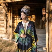 Plus Size Tie Dye Kimono Duster: Handmade Cotton Boho Robe - Aurora - Image 6