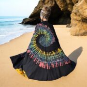 Plus Size Tie Dye Kimono Duster: Handmade Cotton Boho Robe - Aurora - Image 9