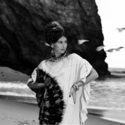 Handmade Tie-Dye Kaftan Dress: Beige Rainbow Fan, Ruffle Maxi Gown - Ema - Image 10