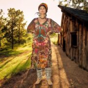 Plus Size Tie Dye Kaftan Dress: Boho Peace Sign Cotton Tunic - Mystic - Image 5