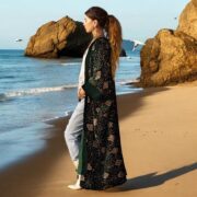 Plus Size Velvet Kimono Duster: Embroidered Boho Festival Coat - Harper jade - Image 8
