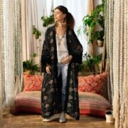 Plus Size Velvet Kimono Duster: Embroidered Boho Festival Coat - Harper jade - Image 5
