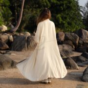 Plus Size Velvet Kimono Duster: Boho Lace Jacket, Mooncream Dune - Misty - Image 3